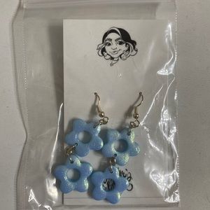 Handmade light blue shimmery Daisy chain earrings